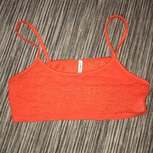 LF orange fishnet bra top